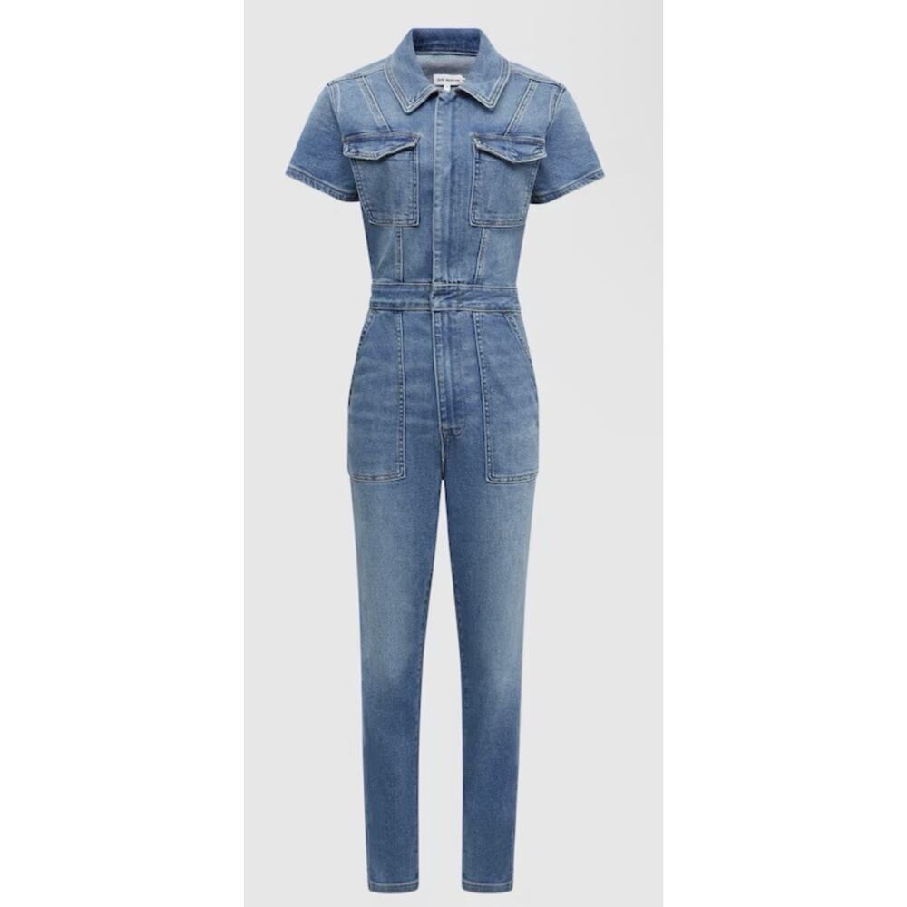 GOOD AMERICAN Stretch Straight Leg Jumpsuit Wash Women's Size Medium NWT